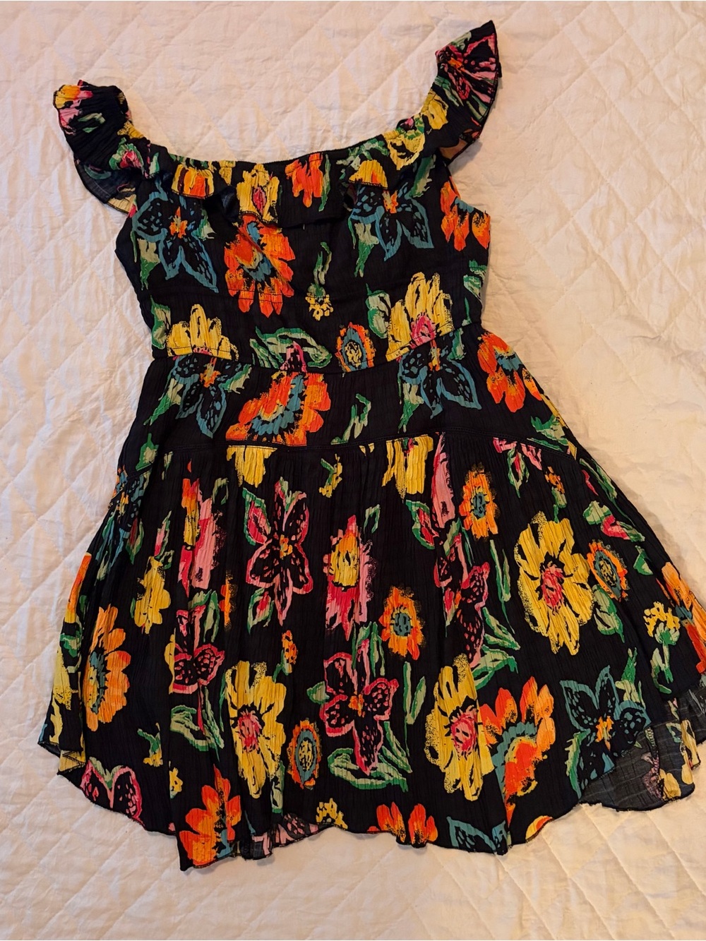 Urban Outfitters Black Floral Sundress with Bright Floral Print